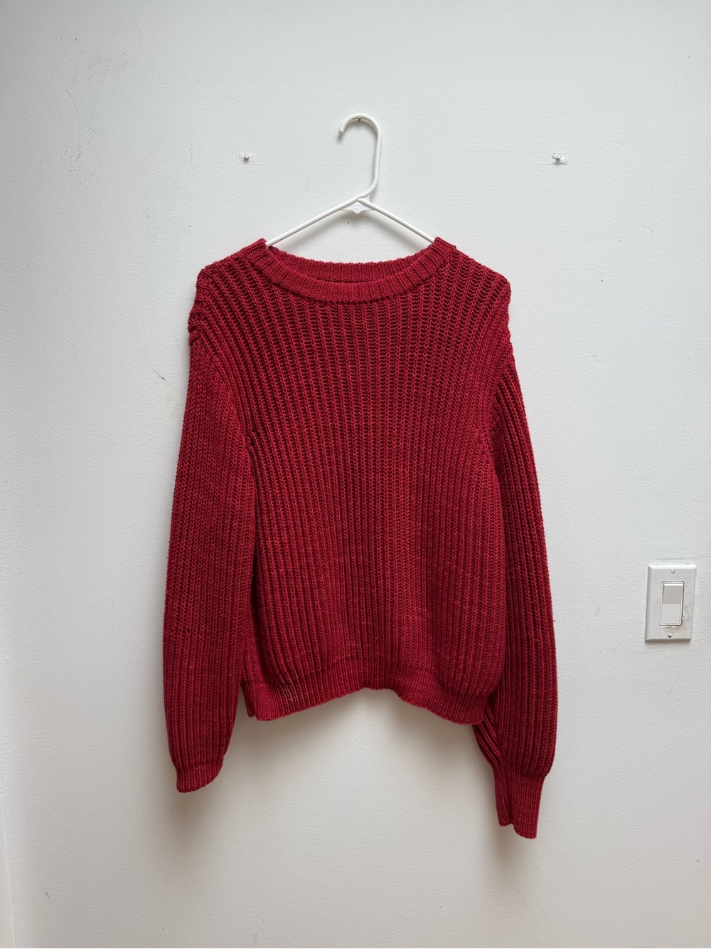 Misha & Puff Women's Red Ribbed Crewneck Sweater